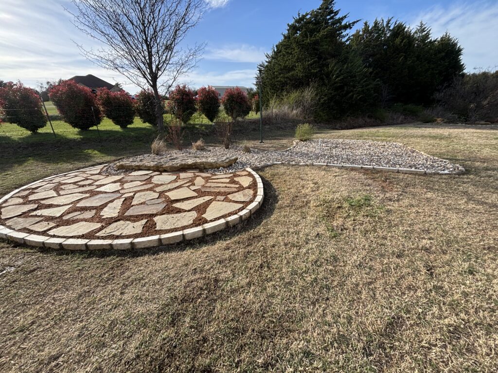 Flagstone patio near Lake Texoma